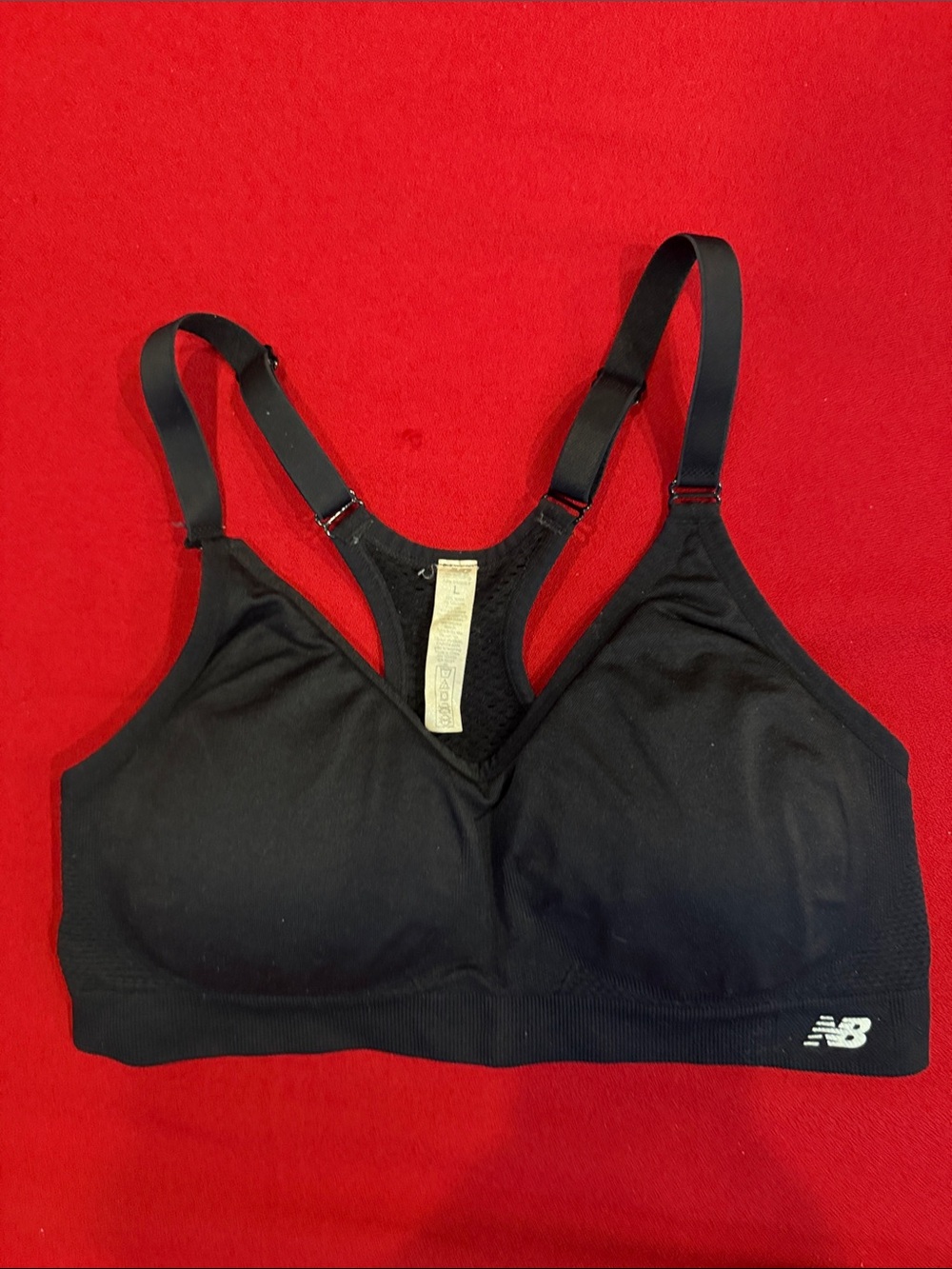New Balance Black Padded Sports Bra with Adjustable Straps